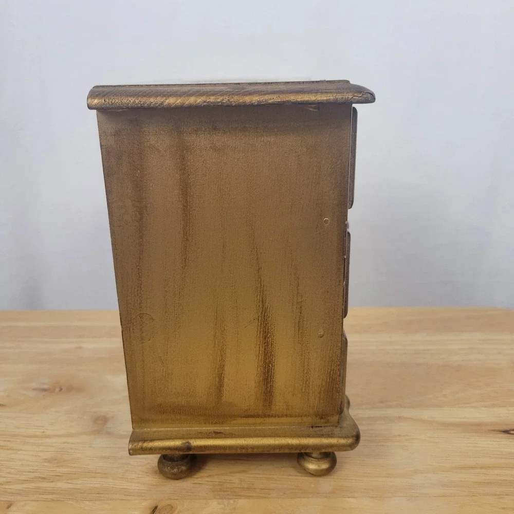 Vintage Florentine Musical Jewelry Box Gold Gilt Wood 3 Drawer Italian Style